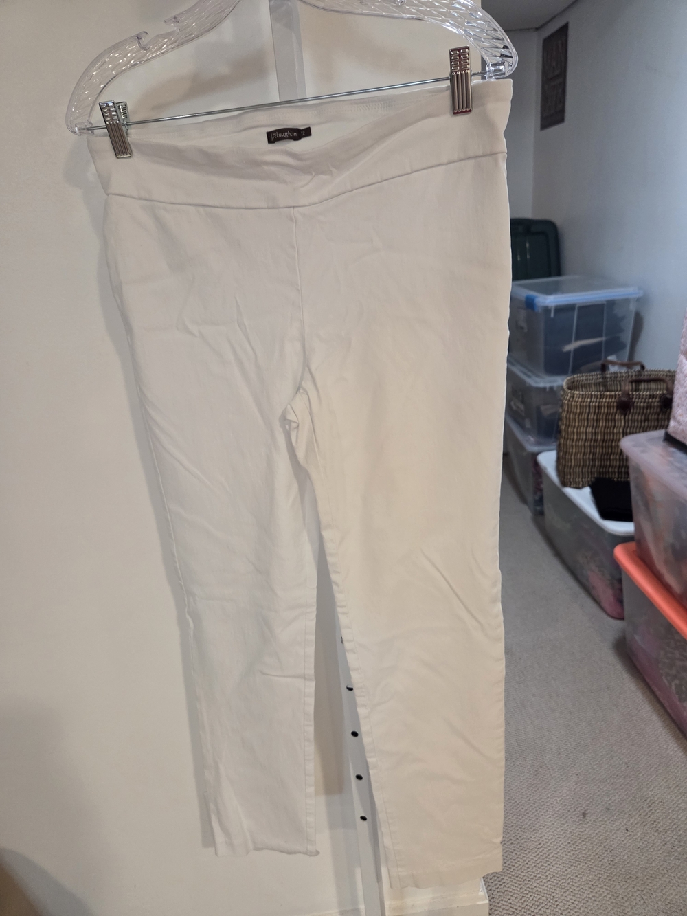 J. McLaughlin White Straight-Leg Pull-On Pants